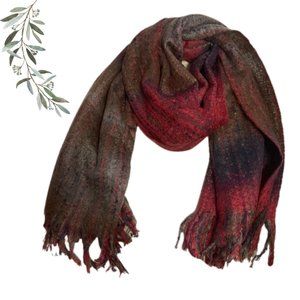 Joy Susan Purple-Pink Gradian Stripe Acrylic Scarf with Fringe Tassels